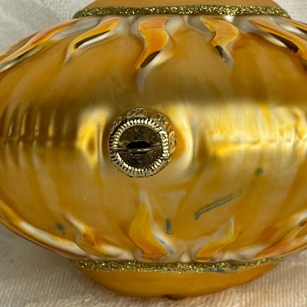 Vintage European Blown Glass Sun Face Ornament 4.5” Gold Made in Germany